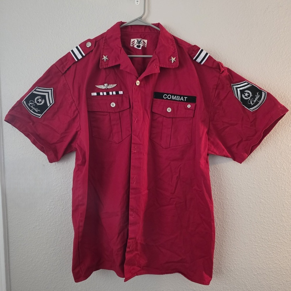 Regal Military Combat Force Shirt Men's 4XL Red Tactical‎ Patches Badges Medals